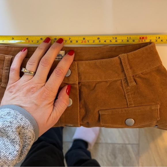 Rhythm Corduroy Mocha Brown Tan Button Down Mini Boho Academia Skirt Small - Picture 6 of 7
